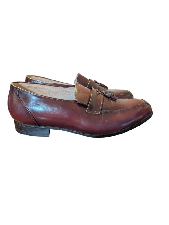 Vintage Barclay Burgundy Leather Tassel Loafers Mens Dress Shoes Size 8 Wide main image 4